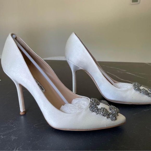 Manolo Blahnik Heels pumps shoes wedding satin Size 38 - Picture 3 of 10